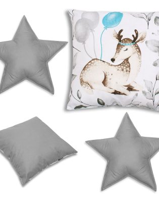 Zestaw 3 poduszek ozdobnych BAMBI SZARY