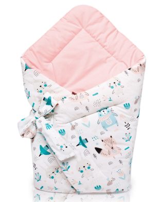 Rożek niemowlęcy bawełniany MISIE PRERIOWE BRUDNY RÓŻ