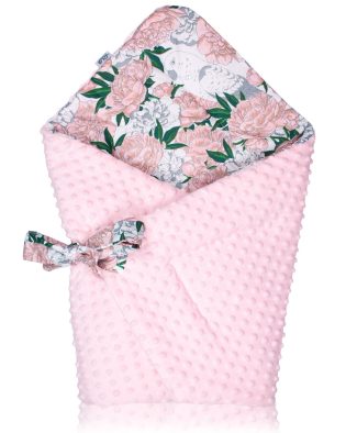 Rożek niemowlęcy bawełniany z Minky PIWONIA