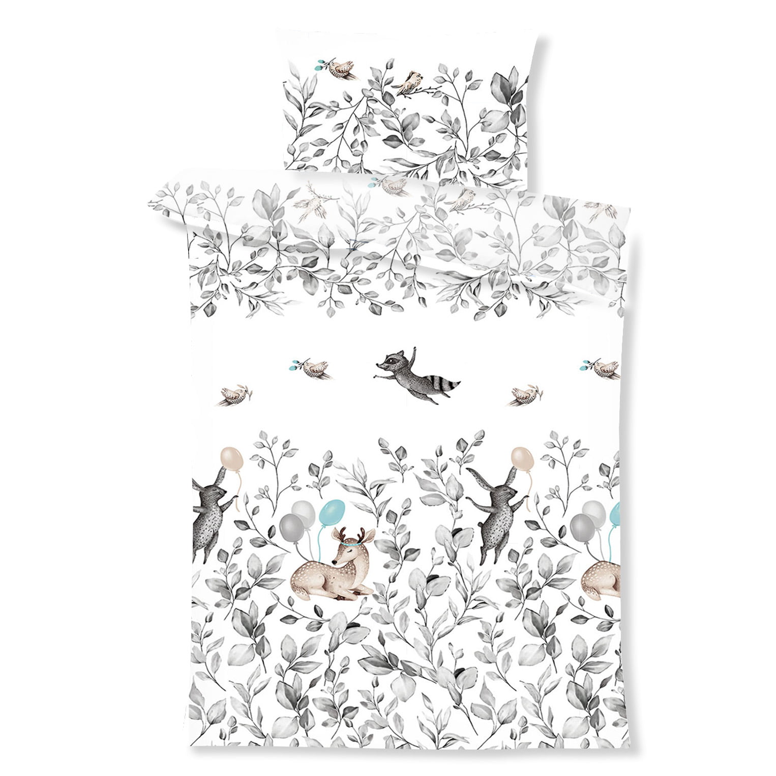 PALULLI Pościel dziecięca do łóżeczka 120×90 z poduszką 40×60 BAMBI SZARY - obrazek 2