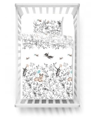 PALULLI Pościel dziecięca do łóżeczka 120×90 z poduszką 40×60 BAMBI SZARY