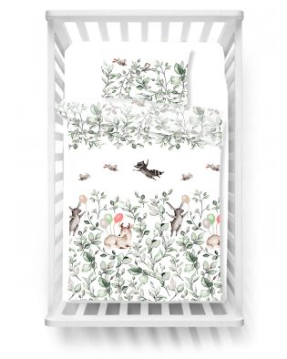 PALULLI Pościel dziecięca do łóżeczka 120x90 z poduszką 40x60 BAMBI OLIWKA