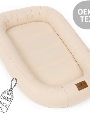 Kokon niemowlęcy  PaLulli® PREMIUM z bawełny 100x60 cm z klapką na rzep kolor jasnobeżowy