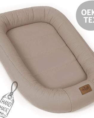 Kokon niemowlęcy  PaLulli® PREMIUM z bawełny 100x60 cm z klapką na rzep kolor mokka / taupe